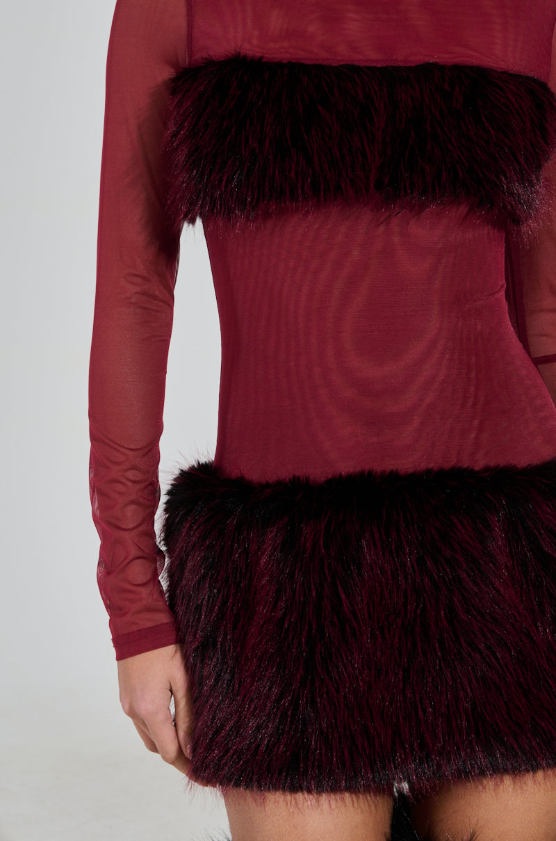 ZOEY MESH FUR MINI DRESS