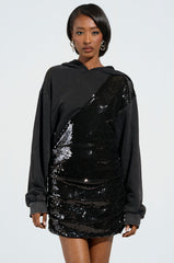 IN HA MOOD FRENCH TERRY SEQUIN EMBELLISHED MINI DRESS