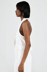 AMBROSIA CROPPED HALTER VEST IN WHITE