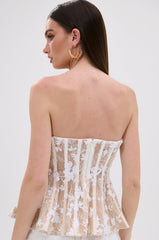 UP NEXT LACE CORSET TOP IN WHITE