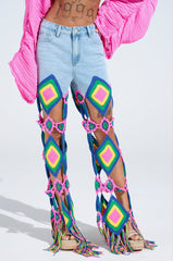 OUT OF OFFICE CROCHET DENIM JEANS