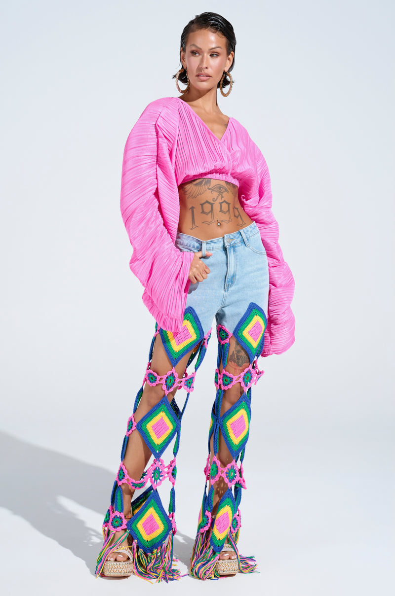 OUT OF OFFICE CROCHET DENIM JEANS