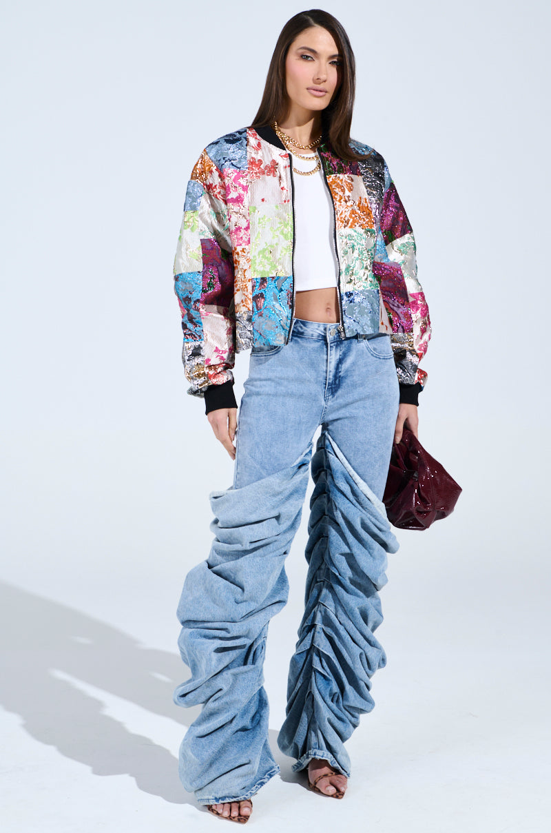 THAT GIRL PATCHWORK BROCADE BOMBER