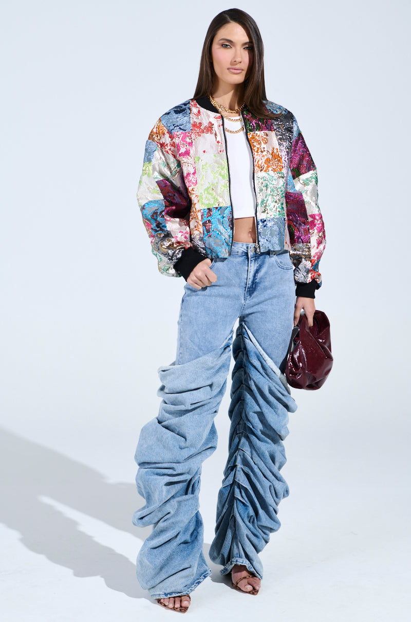 THAT GIRL PATCHWORK BROCADE BOMBER
