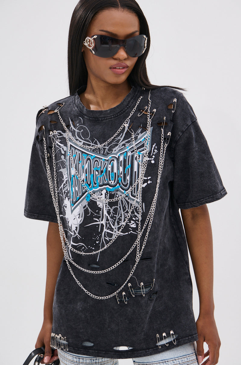 KNOCK YOURSELF OUT DISTRESSED TEE
