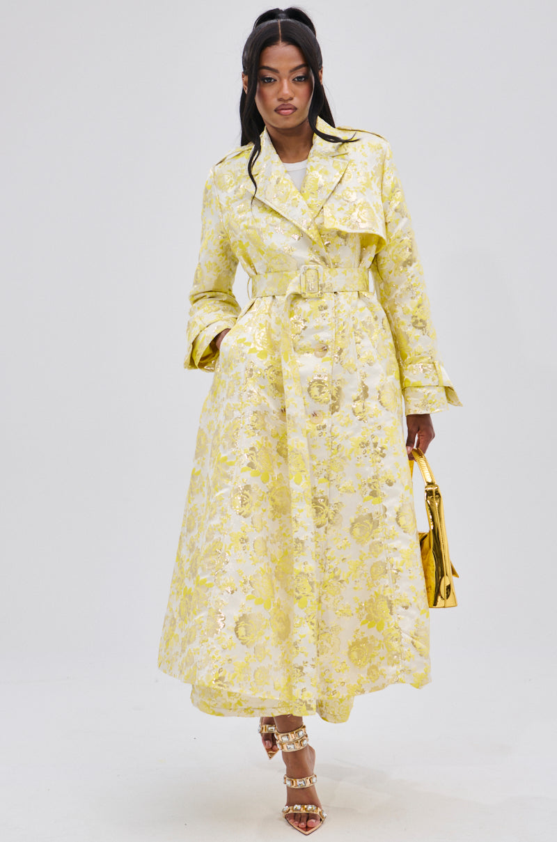 NO EXPECTATIONS BROCADE TRENCH