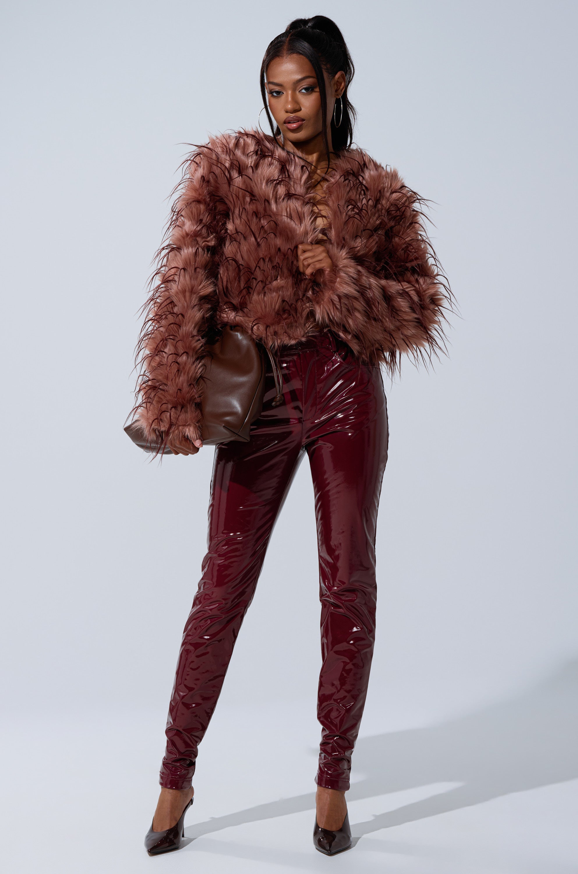 PIPER TEXTURED FAUX FUR COAT