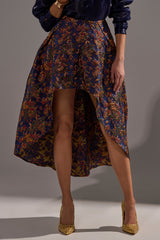 STAR OF THE NIGHT BROCADE MIDI SKIRT