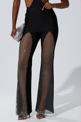 JULIA BANDAGE TROUSER WITH MESH RHINESTONES