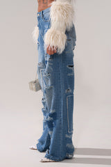 LAY IT LOW RHINESTONE RELAXED DENIM