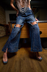 SPARKLE QUEEN WIDE-LEG DENIM