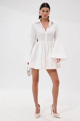 AROUND THE WORLD POPLIN MINI DRESS