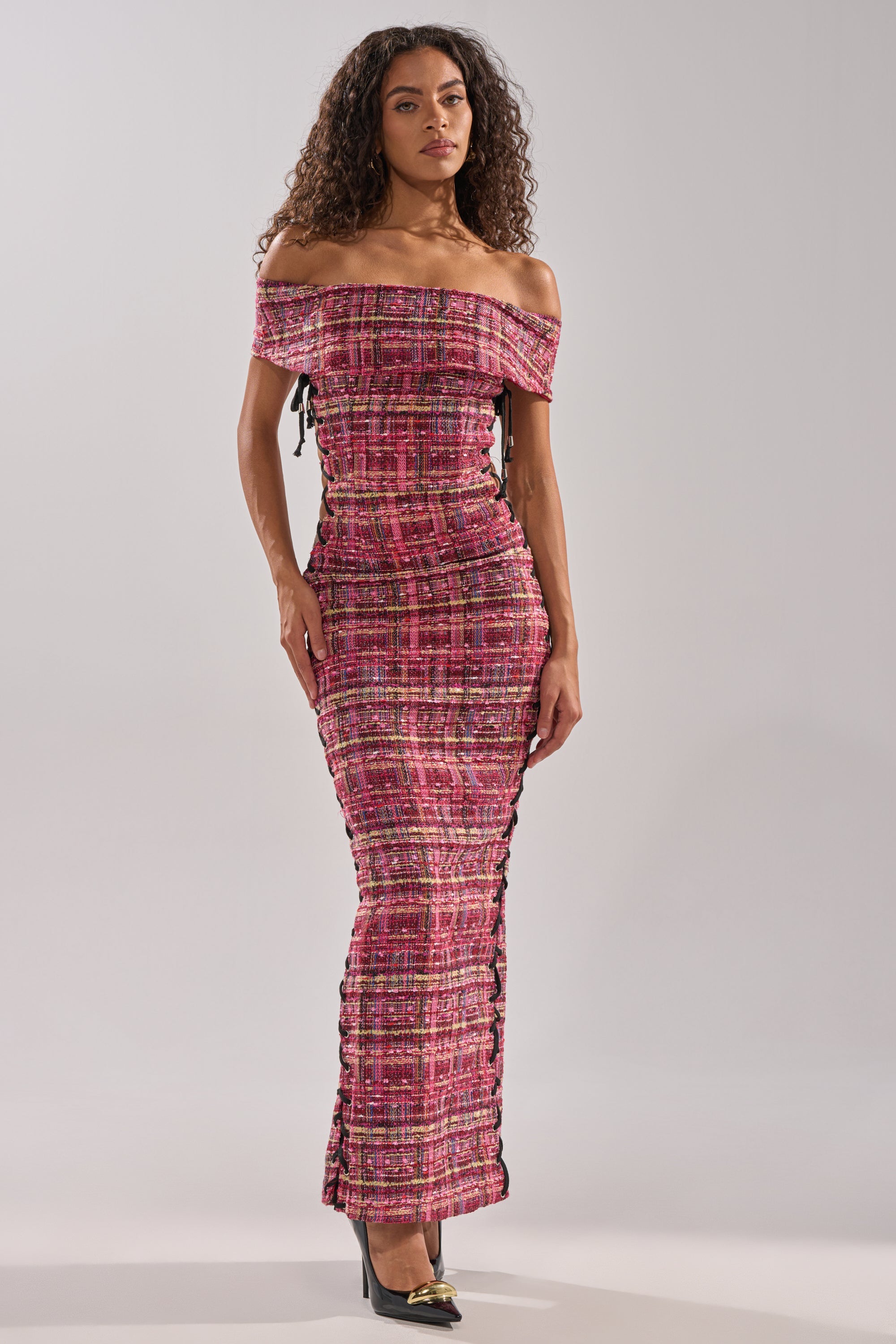 JUST A GIRL TWEED MAXI DRESS