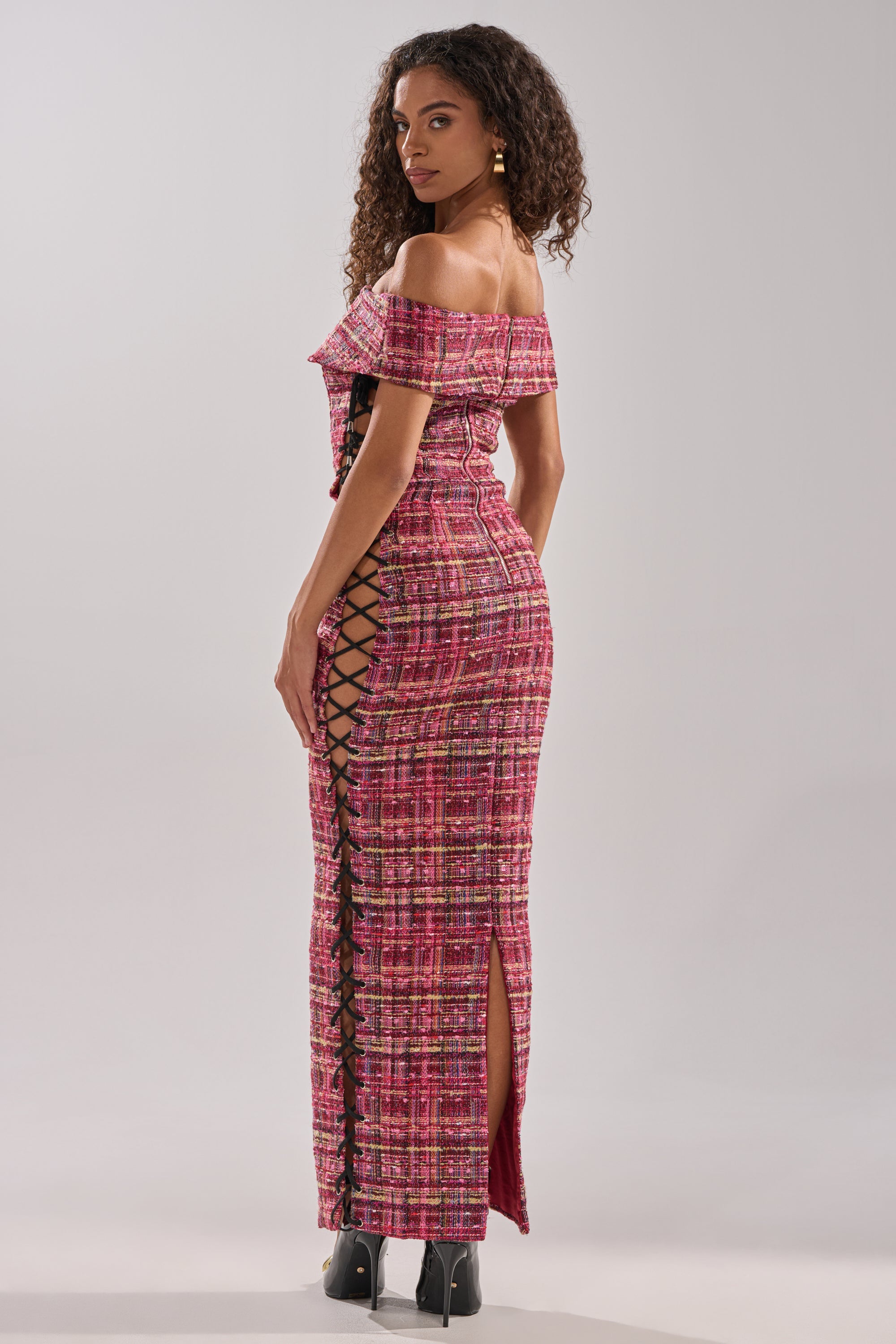 JUST A GIRL TWEED MAXI DRESS
