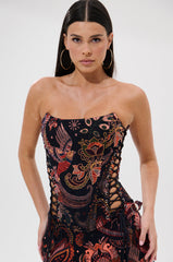 FALL VIBES BROCADE CORSET WITH LACE UP SIDES