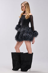 KELYN CALLED FUR MINI DRESS
