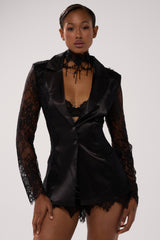 AU CONTRAIRE LACE SATIN BLAZER