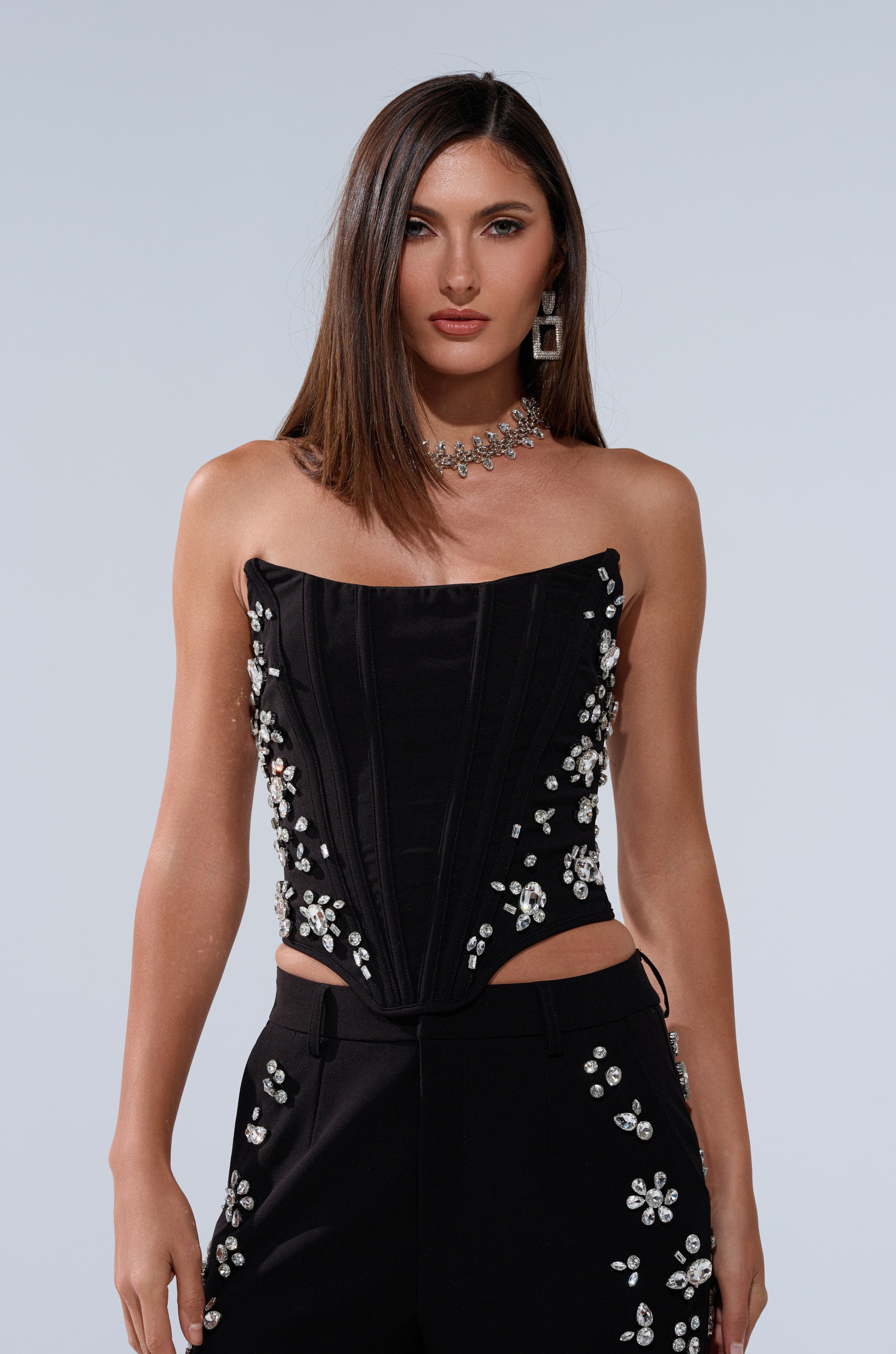 FEELING RICH CORSET WITH RHINESTONE