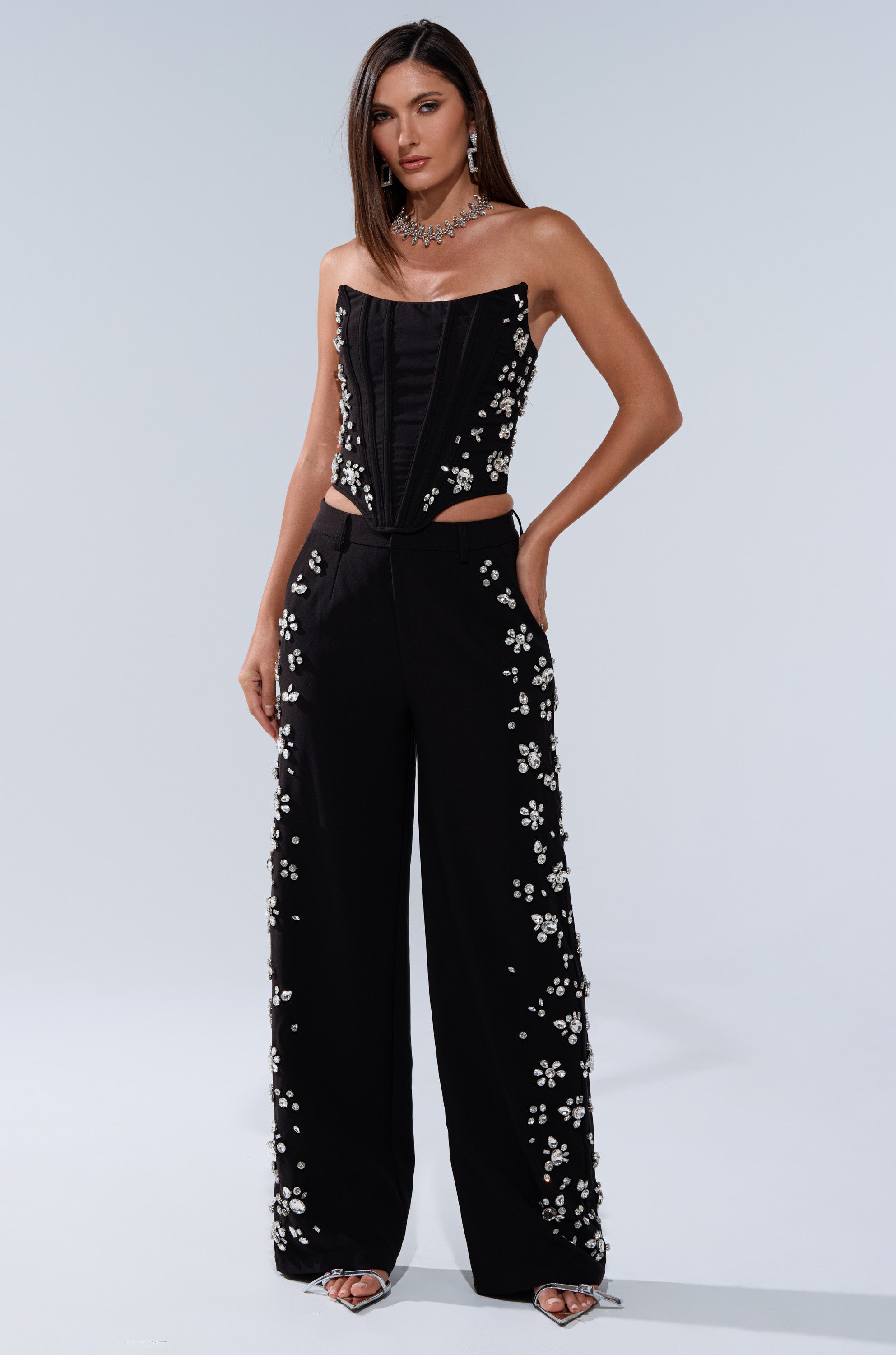 FEELING RICH CORSET WITH RHINESTONE