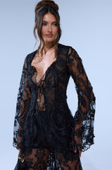 SUPER LUXE LACE TIE-FRONT BLOUSE