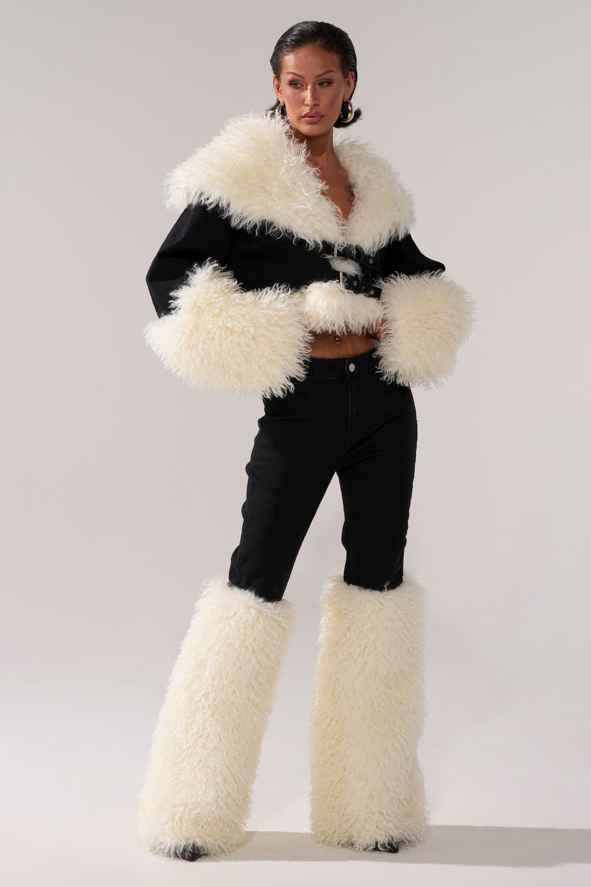 SITTING PRETTY FUR TRIM DENIM