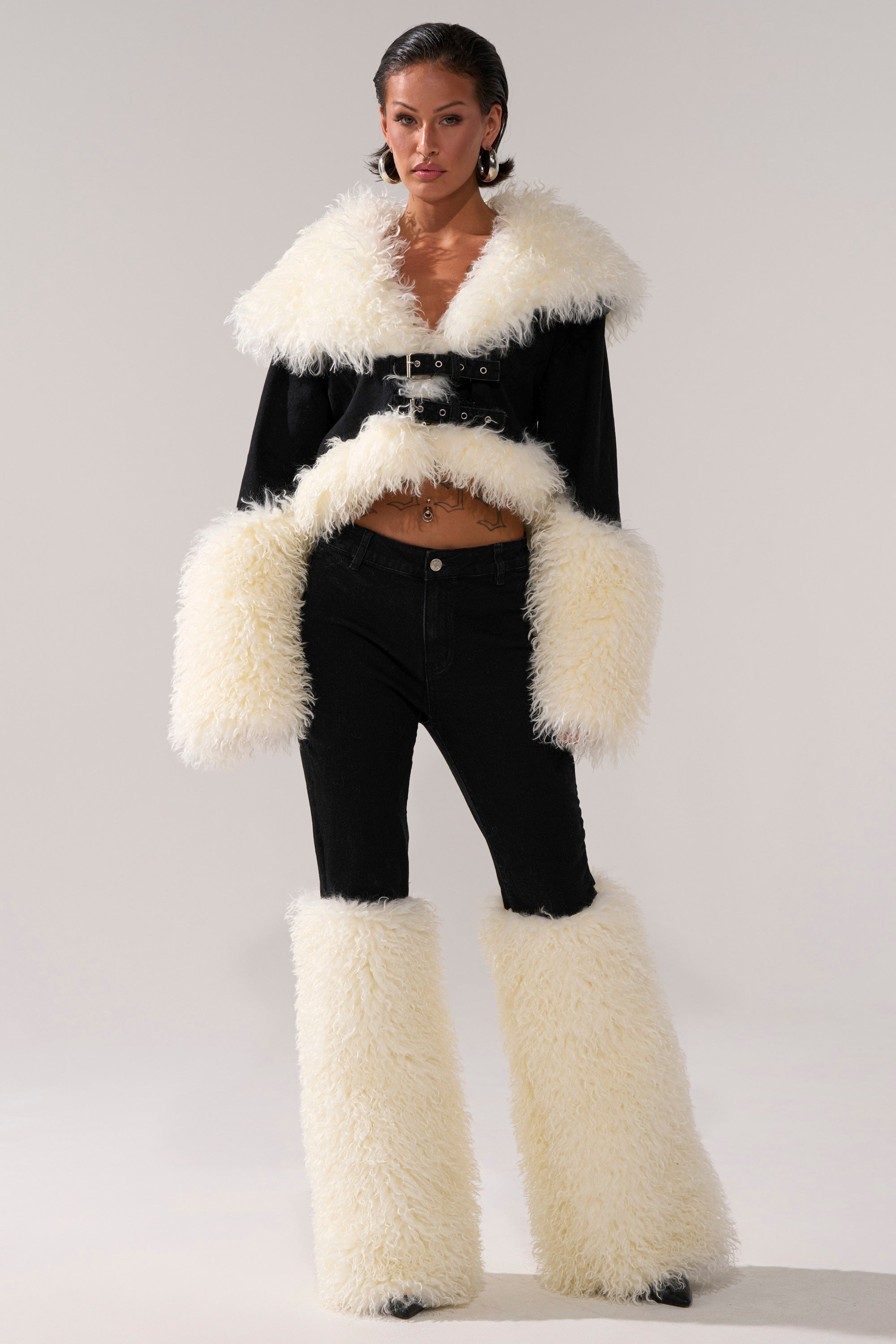 SITTING PRETTY FUR TRIM DENIM