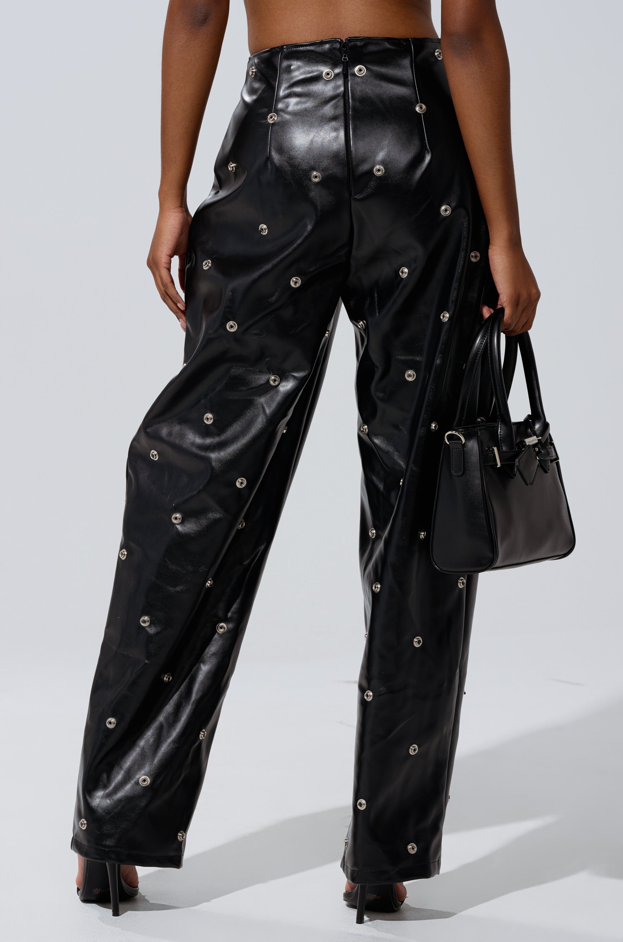 WORK IT BABY FAUX LEATHER BARREL PANT