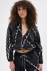 STRIKE OUT LACE TRIM BOMBER