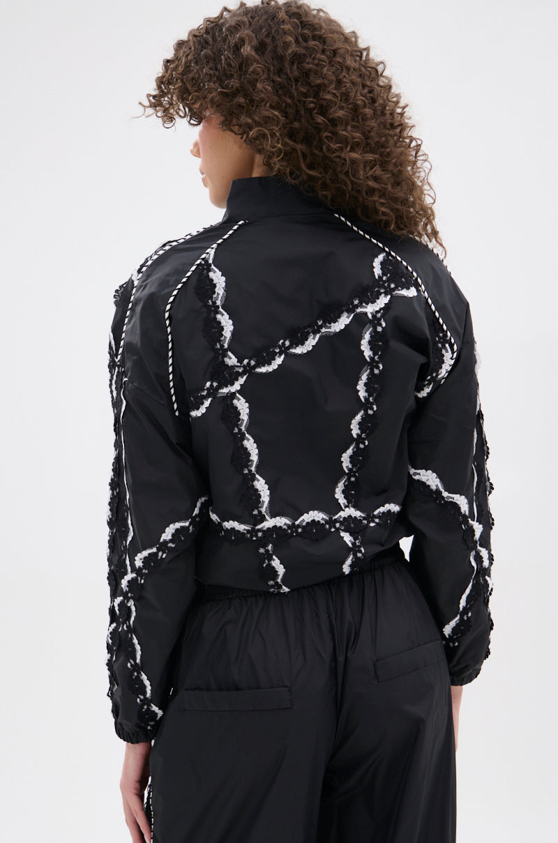 STRIKE OUT LACE TRIM BOMBER