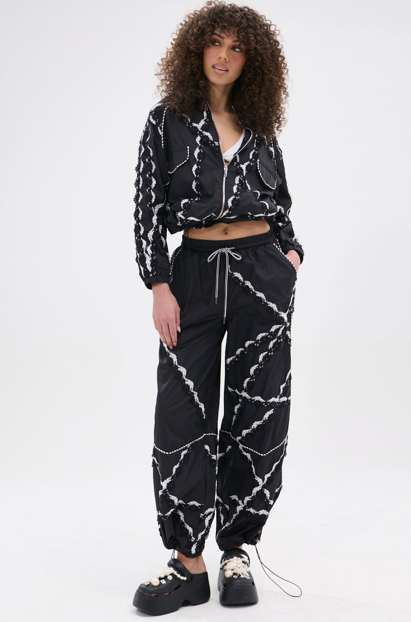 STRIKE OUT LACE TRIM BOMBER