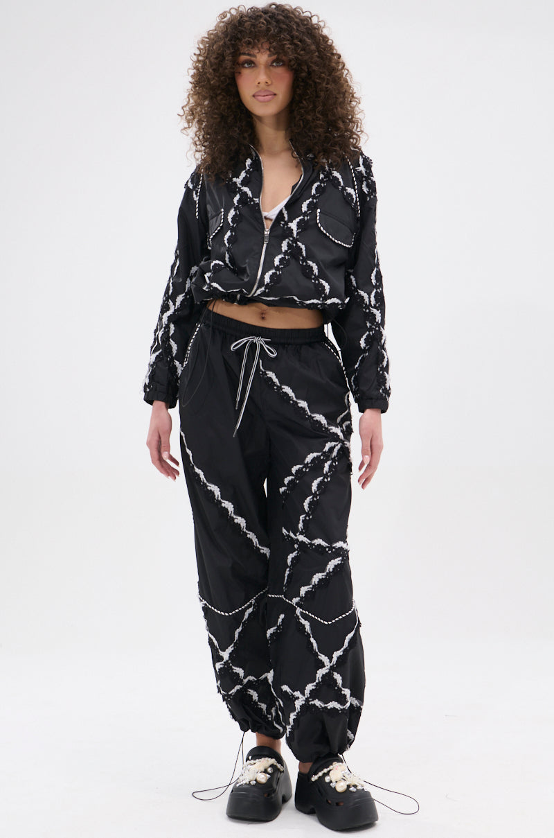 STRIKE OUT LACE TRIM BOMBER