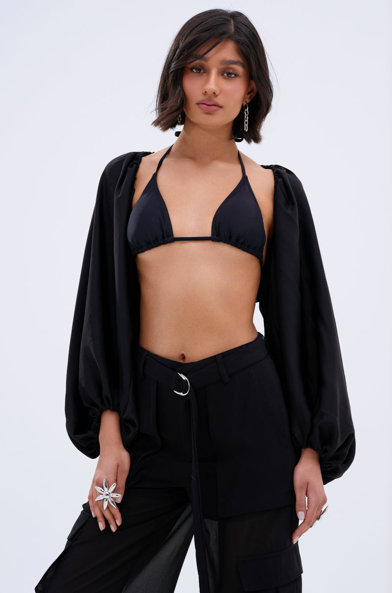 COVER UP CHIFFON SHRUG IN BLACK