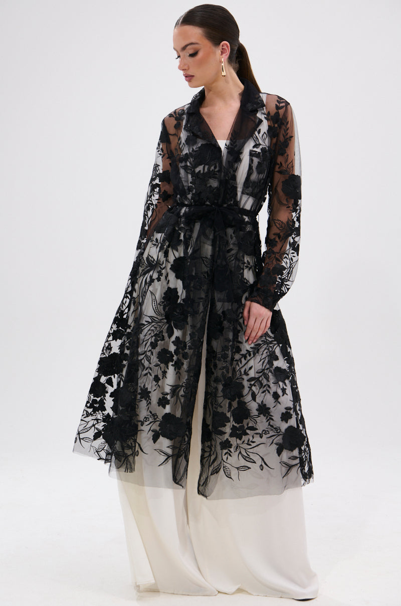 IN BLOOM SHEER TRENCH IN BLACK