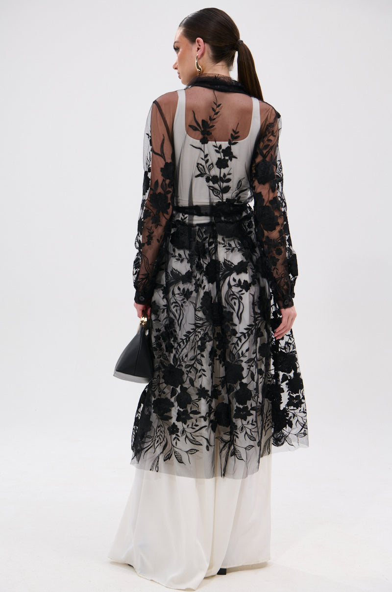 IN BLOOM SHEER TRENCH IN BLACK
