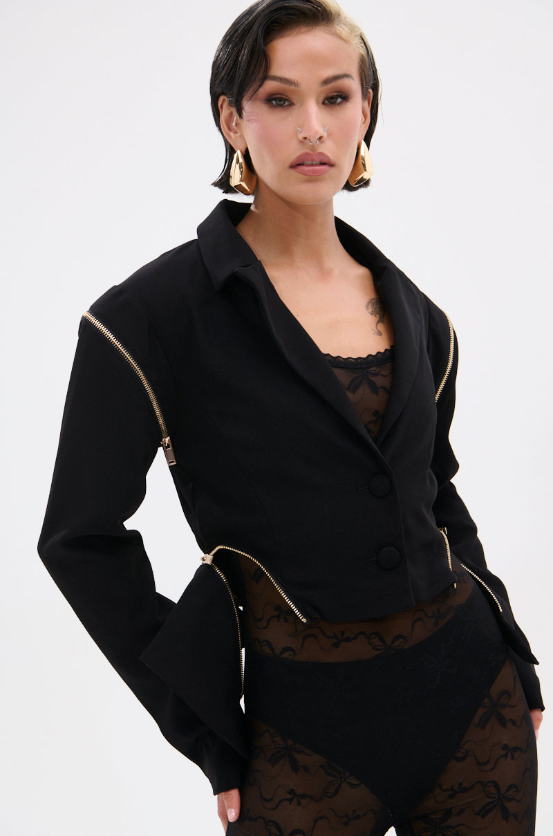 ZIPPED UP PEPLUM BLAZER