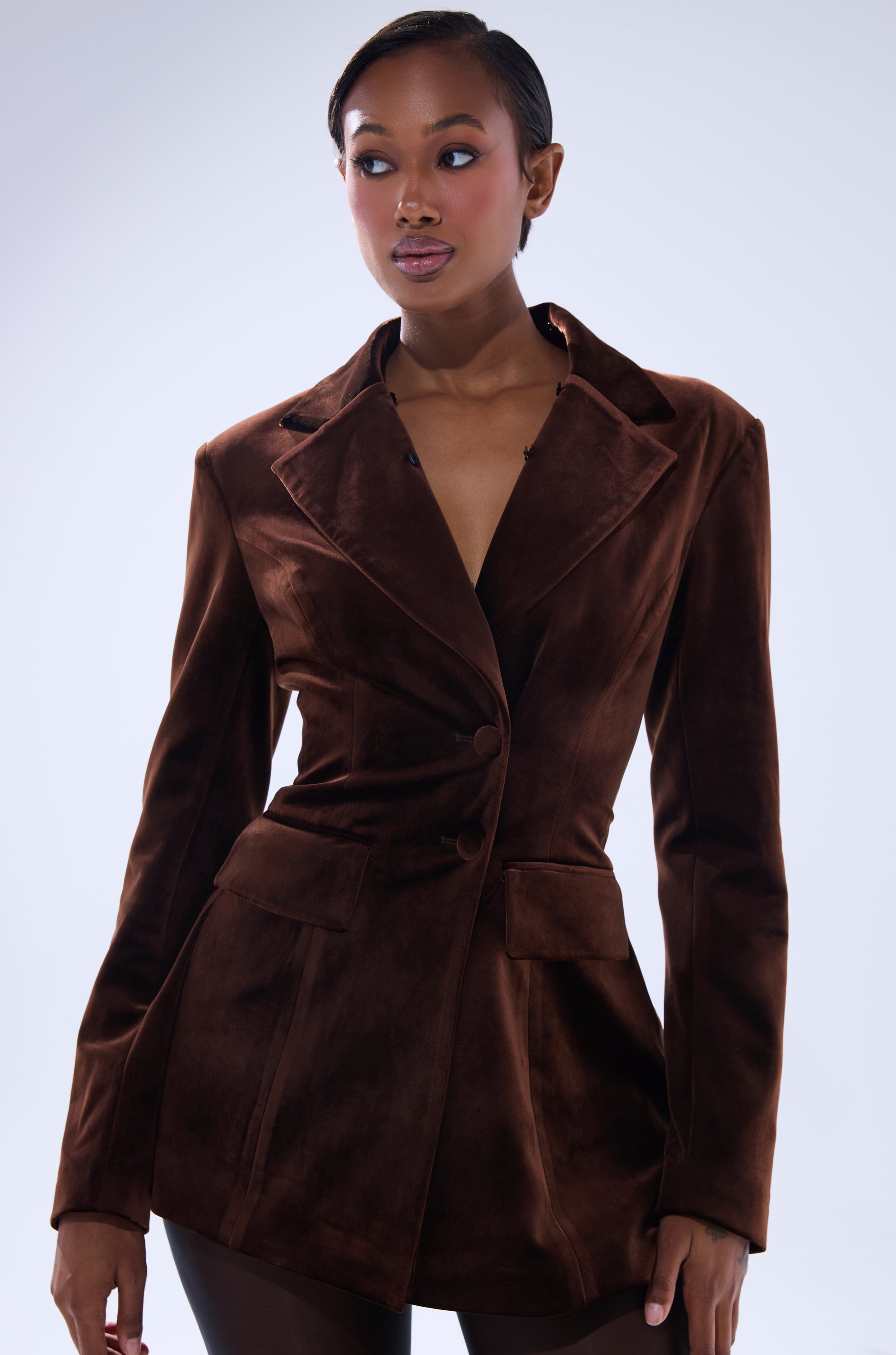 SUNDAY VELVET BLAZER WITH REMOVABLE FUR COLLAR