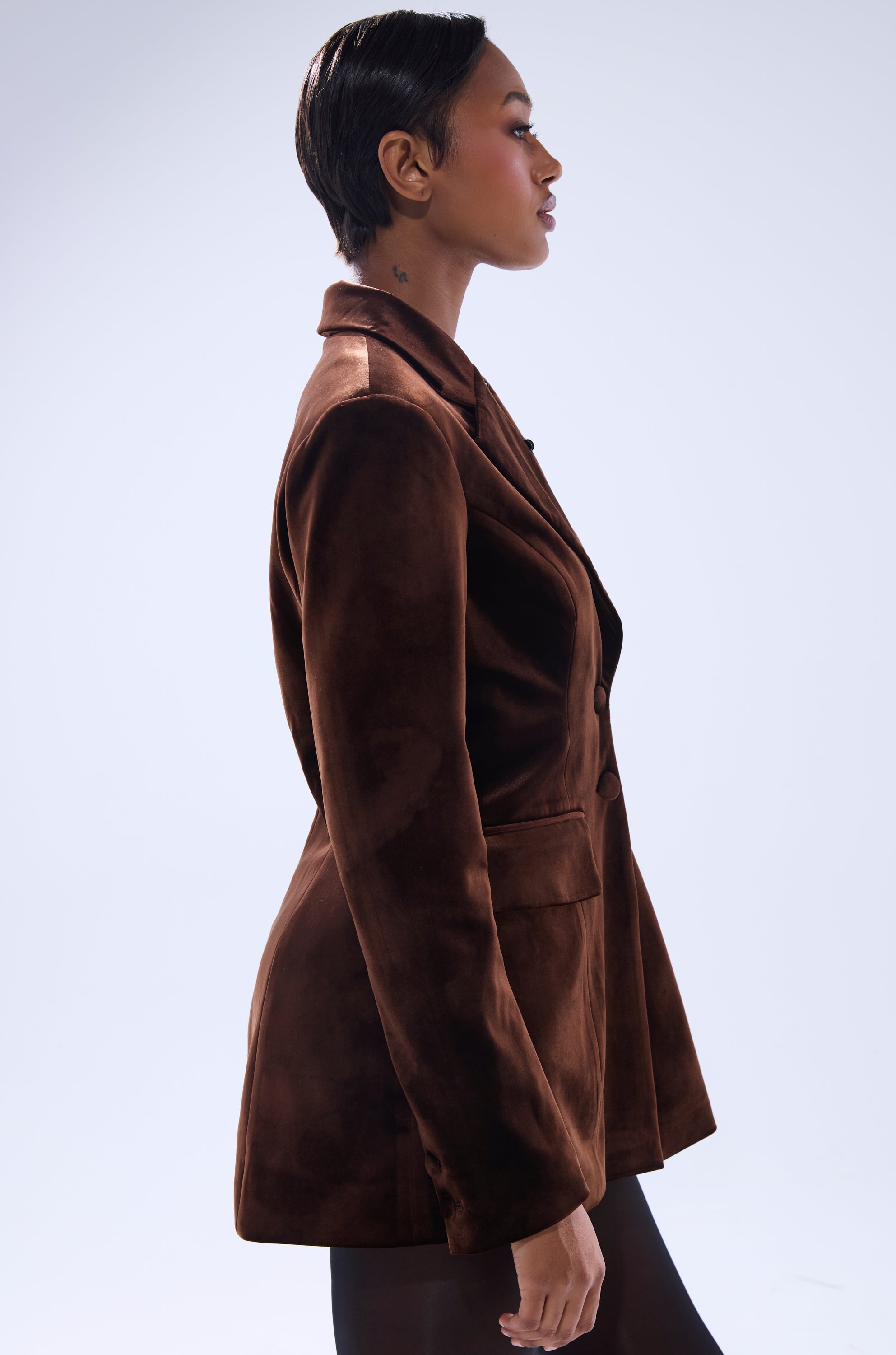 SUNDAY VELVET BLAZER WITH REMOVABLE FUR COLLAR