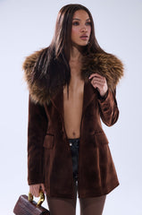 SUNDAY VELVET BLAZER WITH REMOVABLE FUR COLLAR