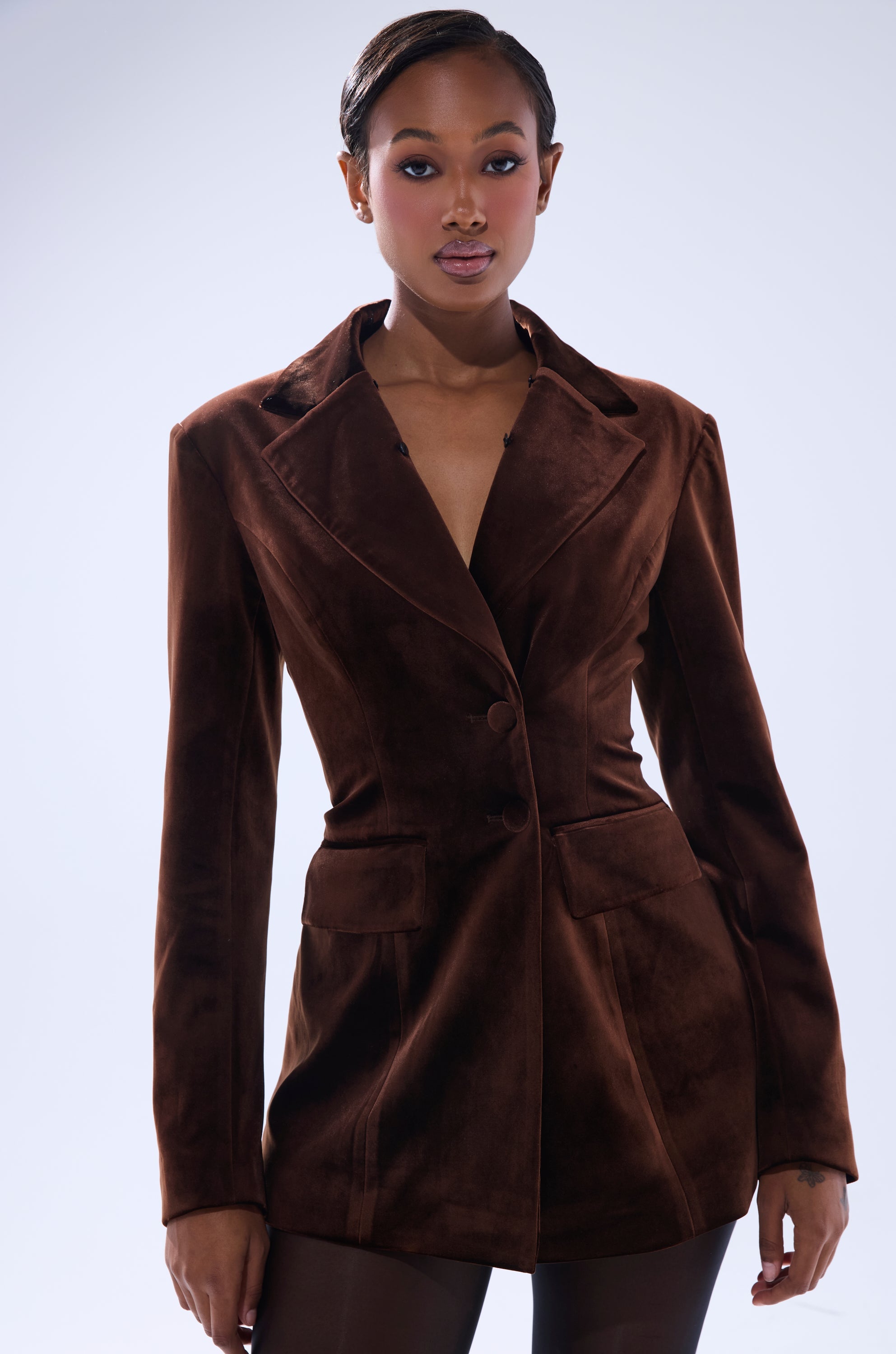SUNDAY VELVET BLAZER WITH REMOVABLE FUR COLLAR