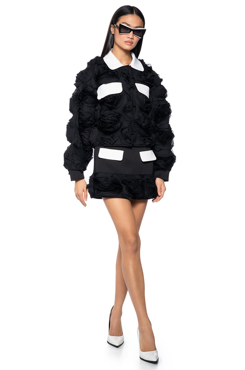 3D FLORAL MINI SKIRT