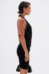 EDGY AND COOL LACE UP KNIT MINI DRESS