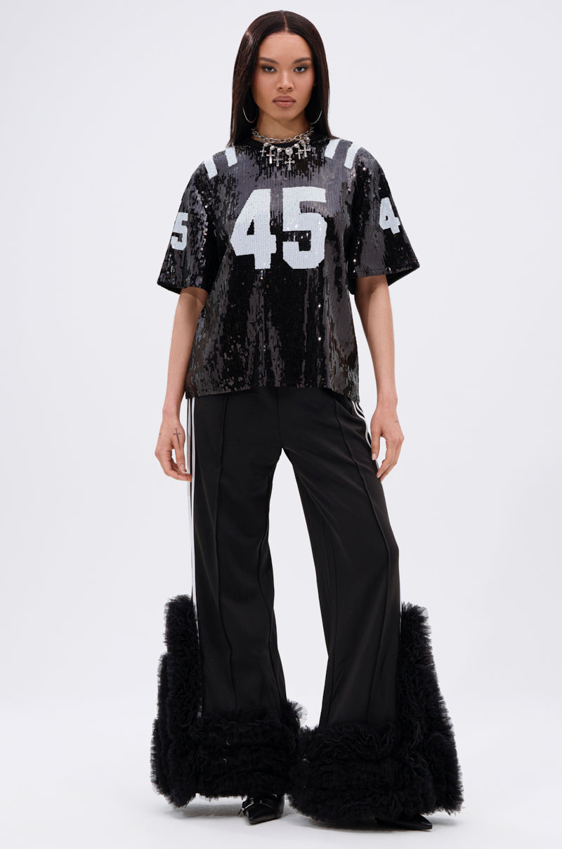 MODERN JAM TRACK PANT WITH TULLE IN BLACK