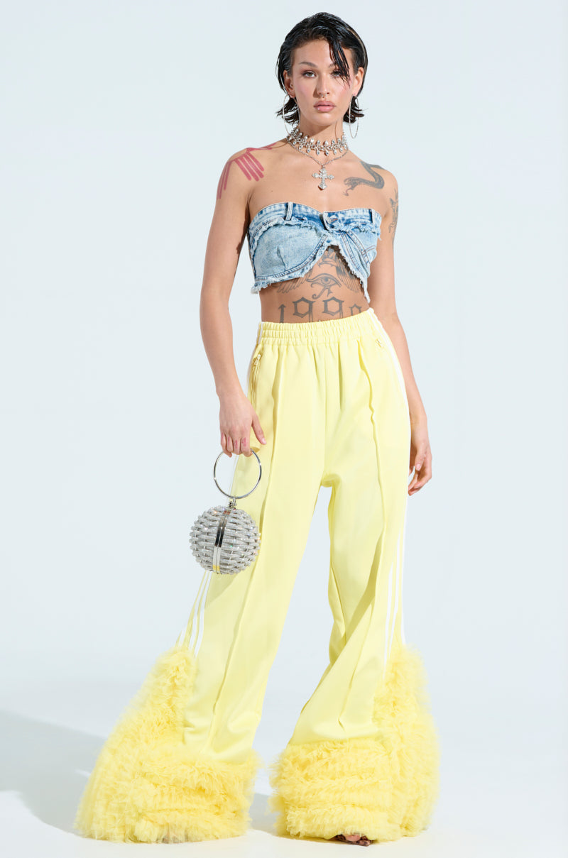 MODERN JAM TRACK PANT WITH TULLE IN YELLOW