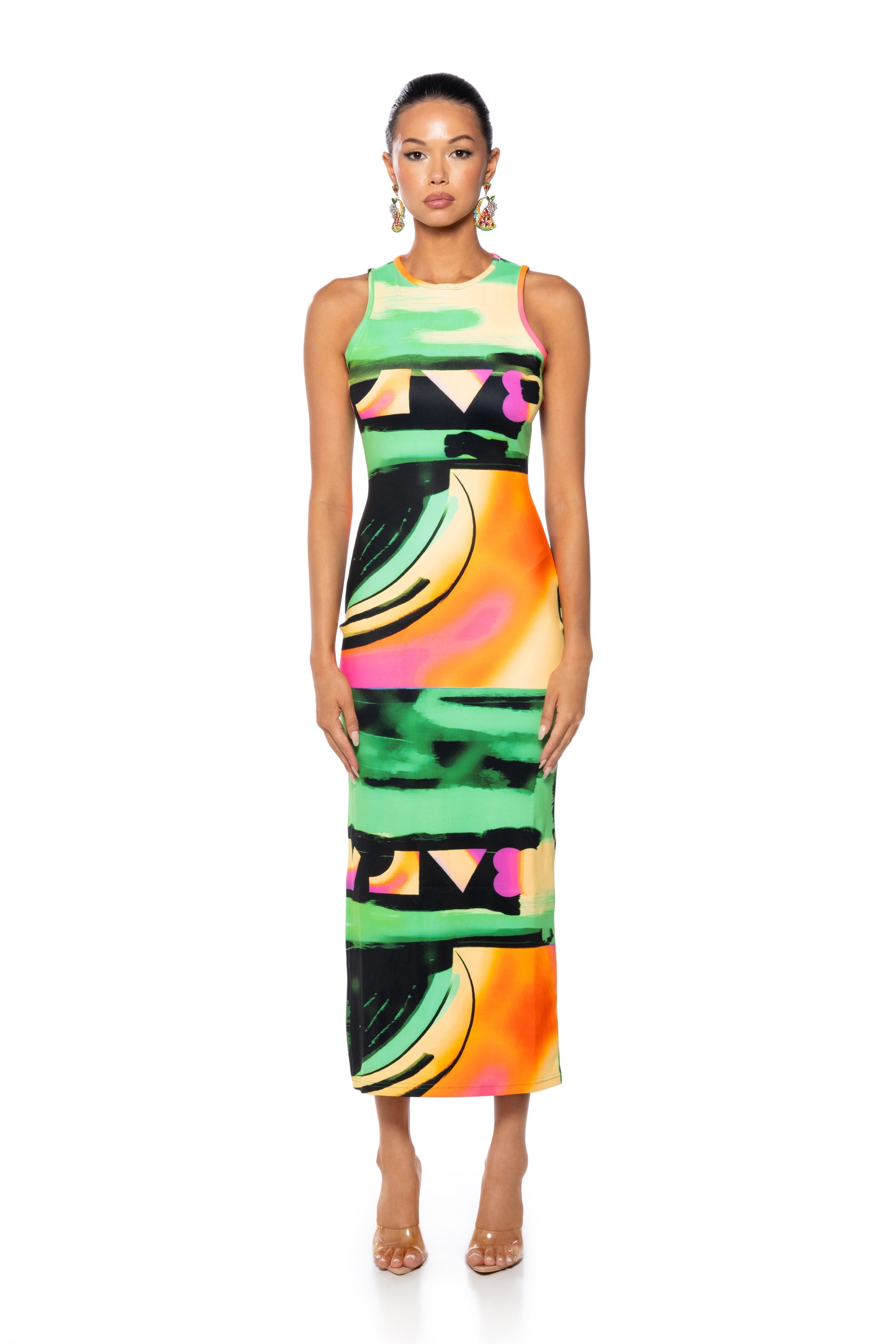 90'S BABY ABSTRACT PRINT MAXI DRESS
