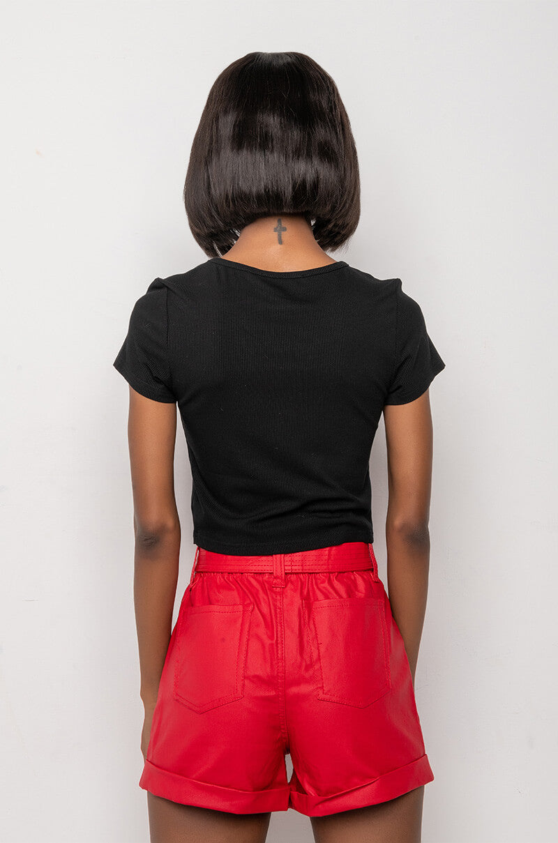 90S BABY RIBBED SHORT SLEEVE CROP TEE