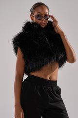 COCO CROPPED FUR VEST IN BLACK