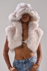 COCO CROPPED FUR VEST IN WHITE MULTI