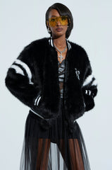 TRES CHIC FAUX FUR BOMBER