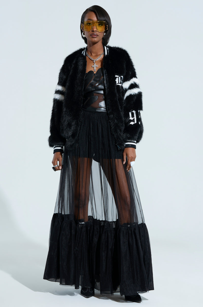 TRES CHIC FAUX FUR BOMBER