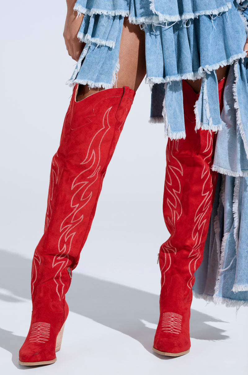 ABBY RED HIGH SHAFT WESTERN BOOT